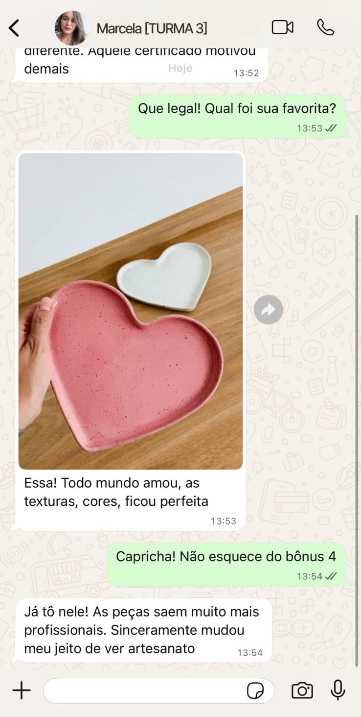 Depoimento de aluna no WhatsApp